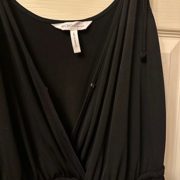 BCBG Generation L Black Spaghetti‑Strap Jumpsuit • Drawstring Waist • Pockets - Picture 2 of 3